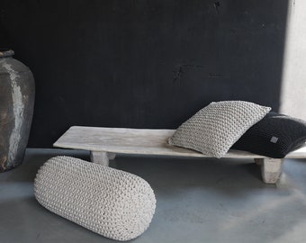 Chunky knitted bolster footrest | 27 COLOUR OPTIONS | 3 sizes | Giant bolster footrest |  Scandinavian Decor | Cosy home | Soft furnishings