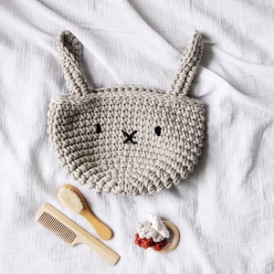 Crochet Storage Basket, Crochet Bunny Basket, Easter Bunny Decor, Nursery Organizer, Toys Storage, Neutral Nursery Decor, Easter Basket image 5