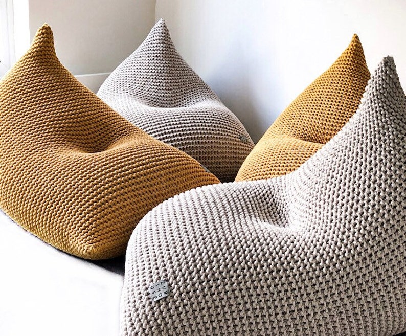 Knitted Bean Bag Chair Adult Bean Bag Chair Home Office Etsy