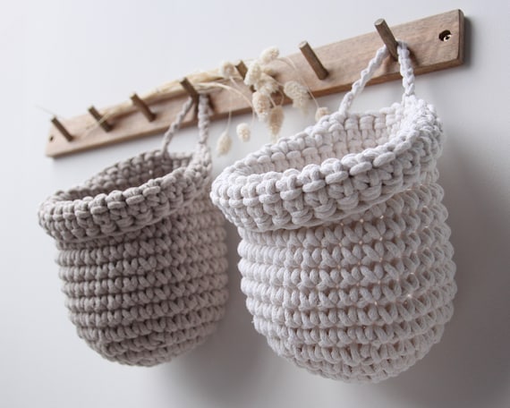 Crochet hanging storage bag sale