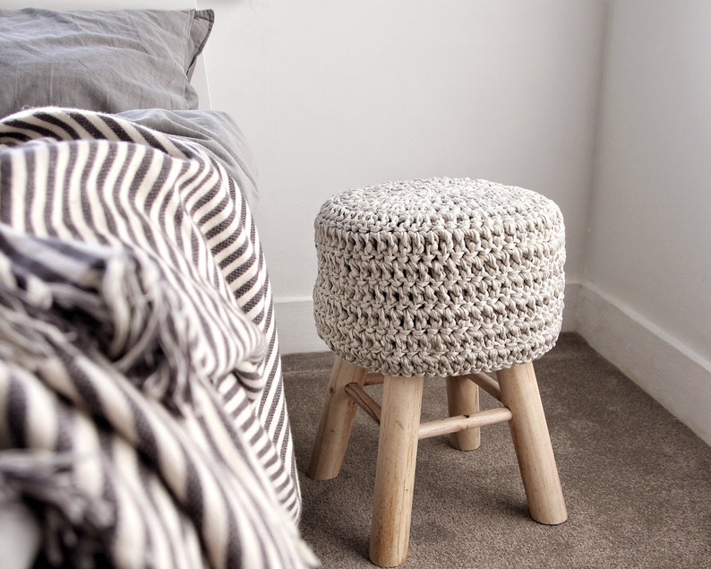 Round Stool Covers Crochet Cover Wooden Stool Farmhouse Etsy