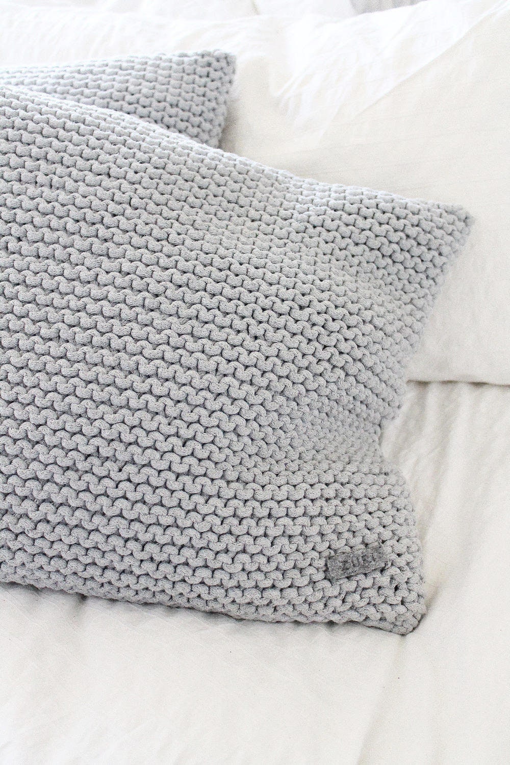 Knitted cushion light grey cushion light gray cushion Etsy
