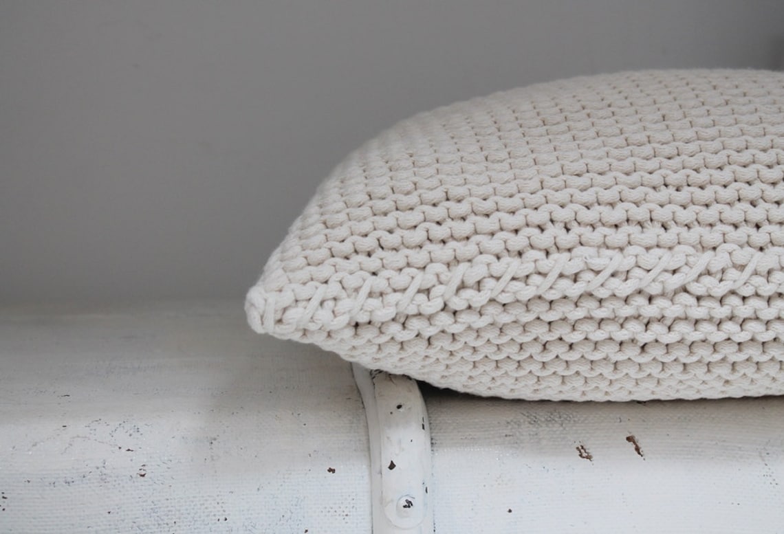 Chunky Knit Cushion Chunky Knit Throw Pillow Ivory Knitted Etsy UK