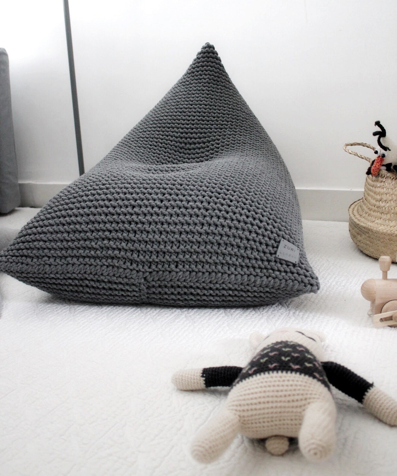 Knitted Bean Bag Chair Kids Beanbag Chair Kids Bean Bag Etsy UK