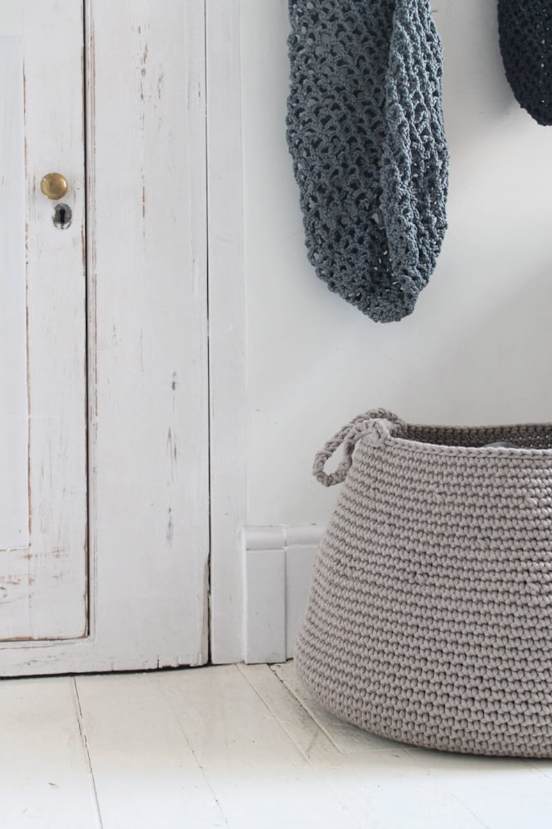 Large Cotton Beige Basket Storing Basket Nursery Basket Etsy