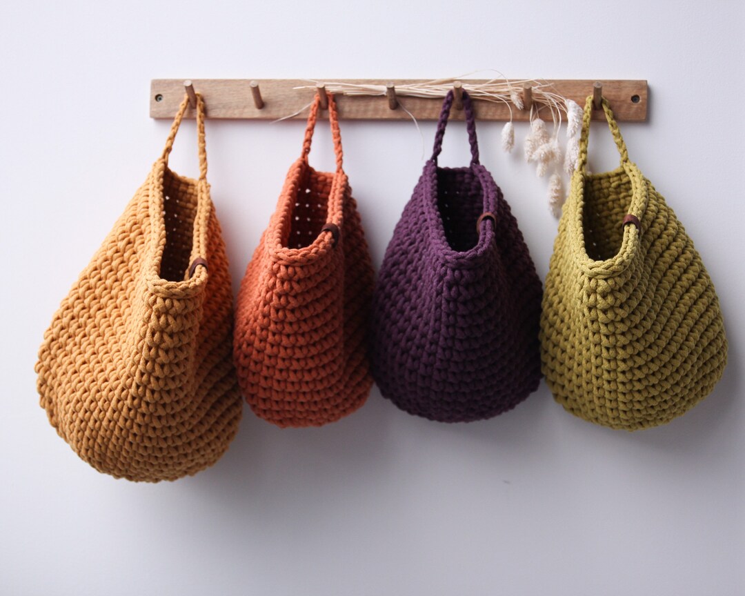 Crochet Hanging Basket, Wall Hanging Storage Basket, Hanging Storage ...