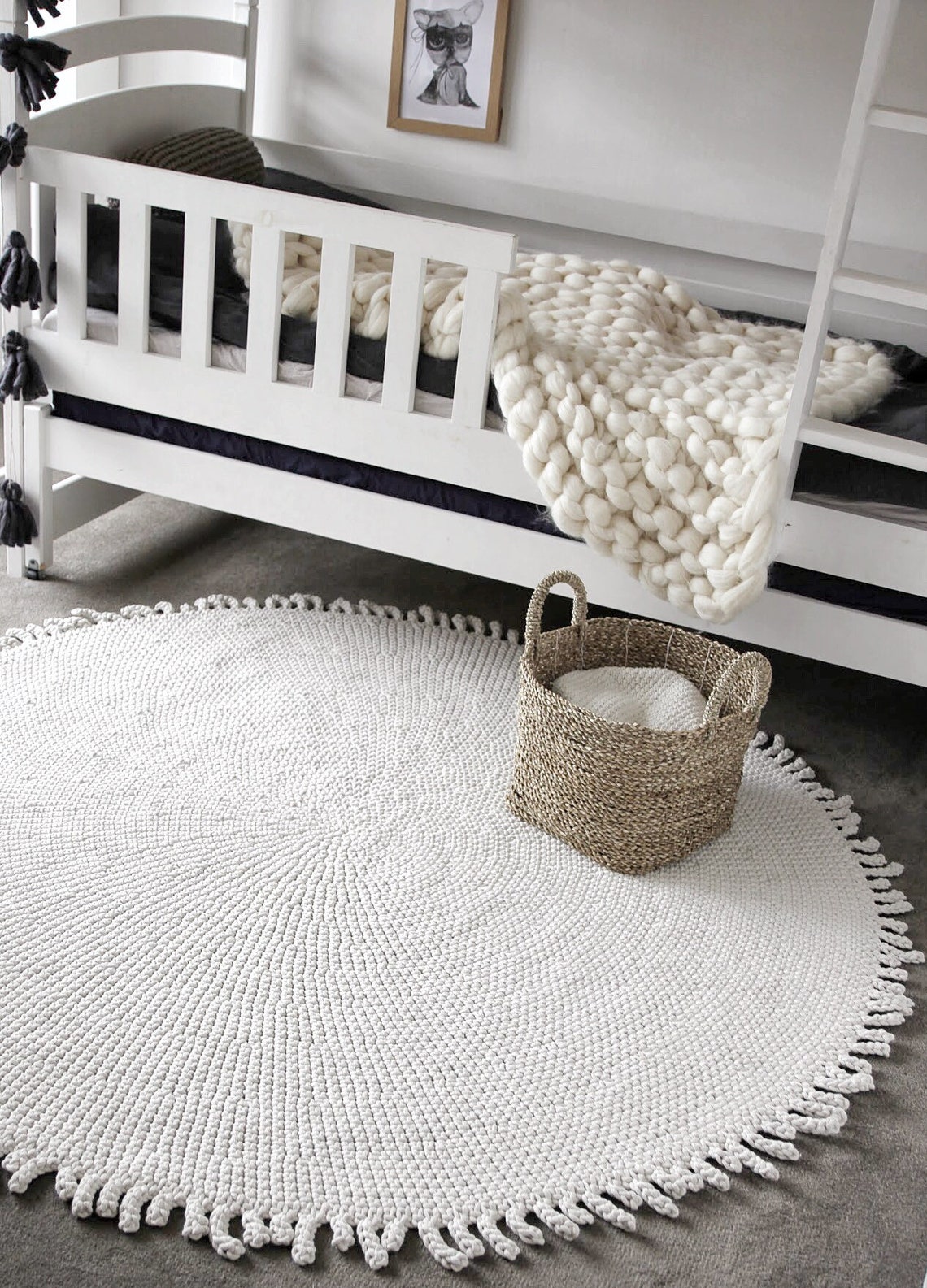 Crochet Round Nursery Rug Circular Rug Kids Neutral Nursery Etsy UK