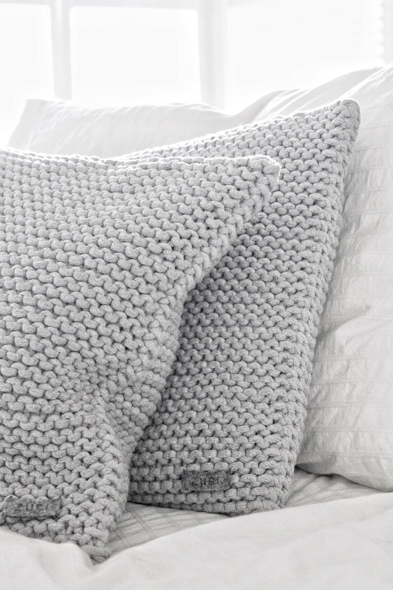 Chunky Knit Cushion Grey Chunky Knit Throw Pillow Knitted Etsy