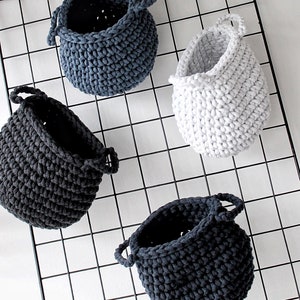 Small Crochet Basket, Kids Storage Basket, Bathroom Organizer, Monochrome Nursery Decor, Housewarming Gift, Baby Shower Gift, Small Storage
