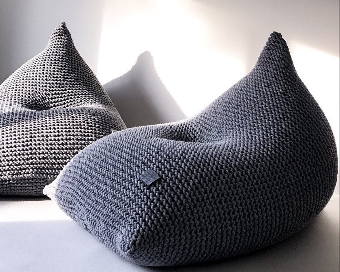 Knitted Bean Bag Chair Adult Bean Bag Chair Home Office Etsy