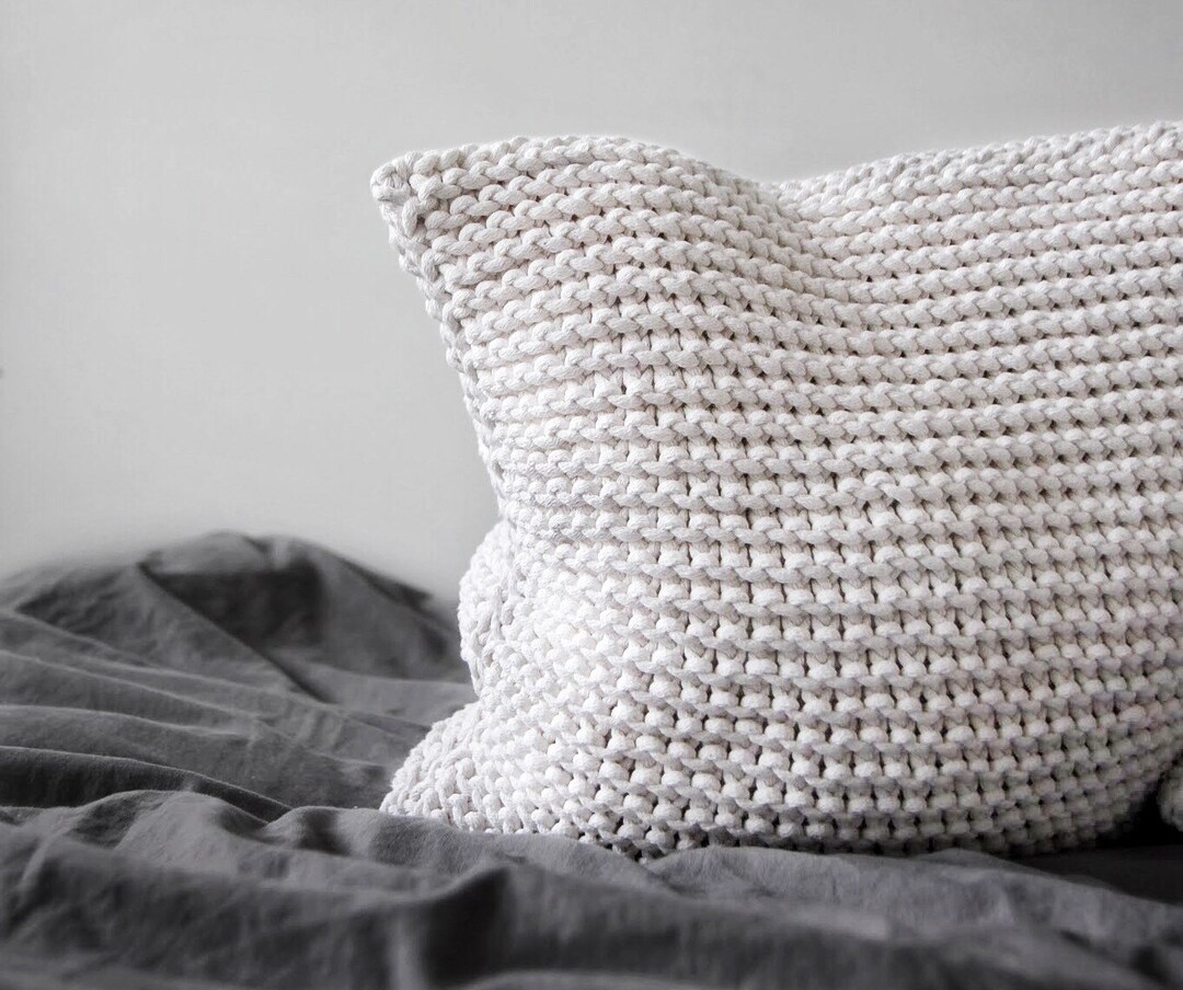 Chunky Knit Cushion, Chunky Knit Throw Pillow, Ivory Knitted Cusion