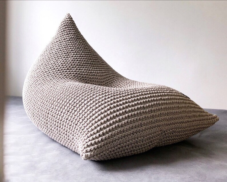 Knitted Bean Bag Chair Adult Bean Bag Chair Home Office Etsy
