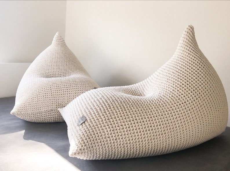 Knitted Bean Bag Chair Adult Bean Bag Chair Home Office Etsy