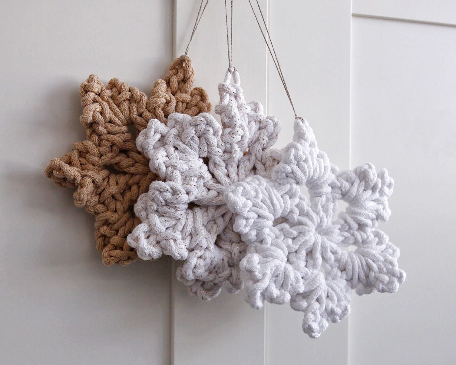 Décorations d'arbre de Noël Ensemble 3 , Ornement Flocon Neige, Décoration Noël, Pendentif Décor Noë