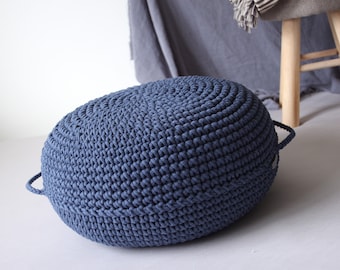 Crochet Pouf Ottoman, Kids Crochet Chair, Neutral Nursery Decor, Scandinavian Kids Decor, Crochet Footstool Nursery, Knitted Pouf Ottoman