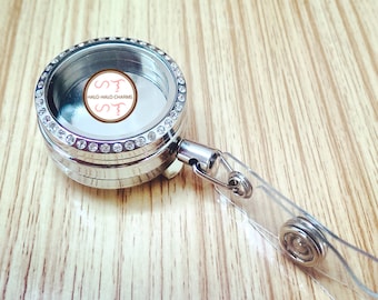 Badge Reel Charm Locket with BACK clip