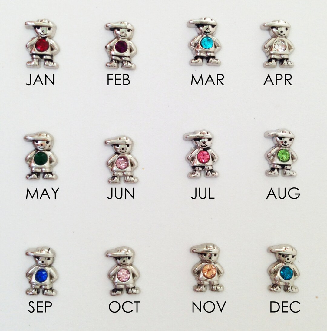 Girl and Boy Birthstone Charms Etsy