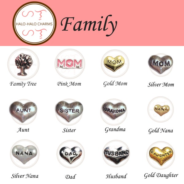 Family Charm Collection for Floating Lockets
