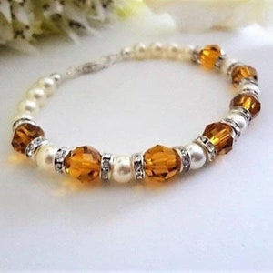 Topaz Birthstone Bracelet Topaz Jewelry Burnt Orange November Birthstone Jewelry Fall Wedding Birthday Jewelry Gift For Her Gift for Wife