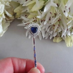 Sapphire Hair Pin Heart Hair Accessories for Wedding Hair Clip Cubic Zirconia Hair Pins Blue Bridal Hair Piece Something Blue Gift For Bride