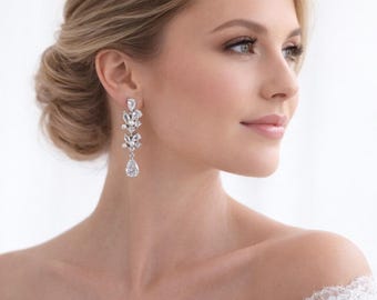 Crystal Pearl Cluster Earrings Teardrop Bridal Drop Chandelier Dangle Earring Wedding Jewelry Bride Gift