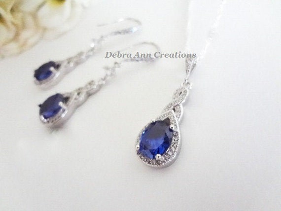 blue sapphire necklace set