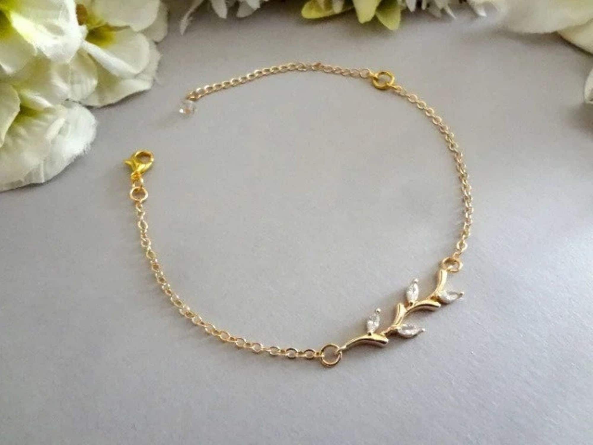 Cubic Zirconia Leaf Vine Bracelet