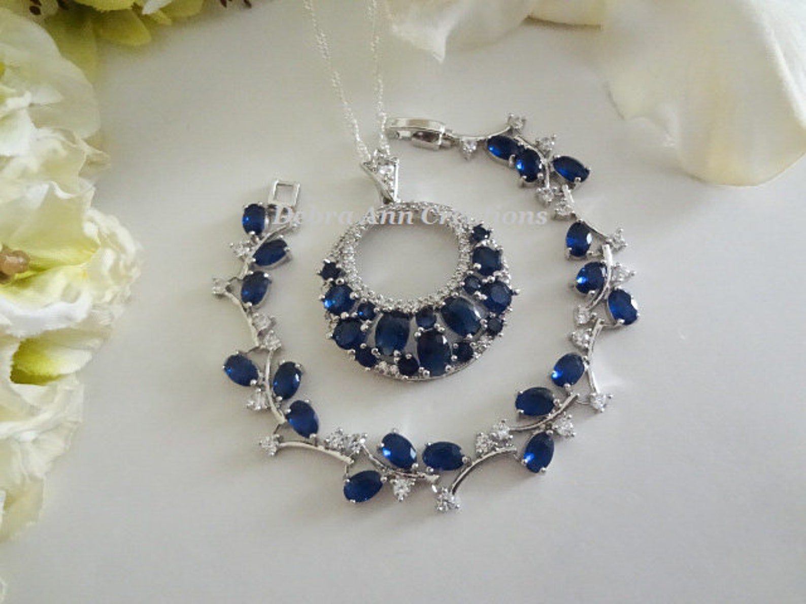 blue sapphire wedding necklace