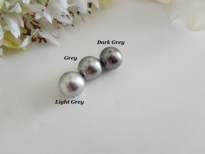 Grey Pearl Drop Earrings Silver Pear Pearl Earrings Dark Grey Wedding Earrings Dangle Pearl and Crystal Bridal Earrings Gray Wedding Jewelry image 10