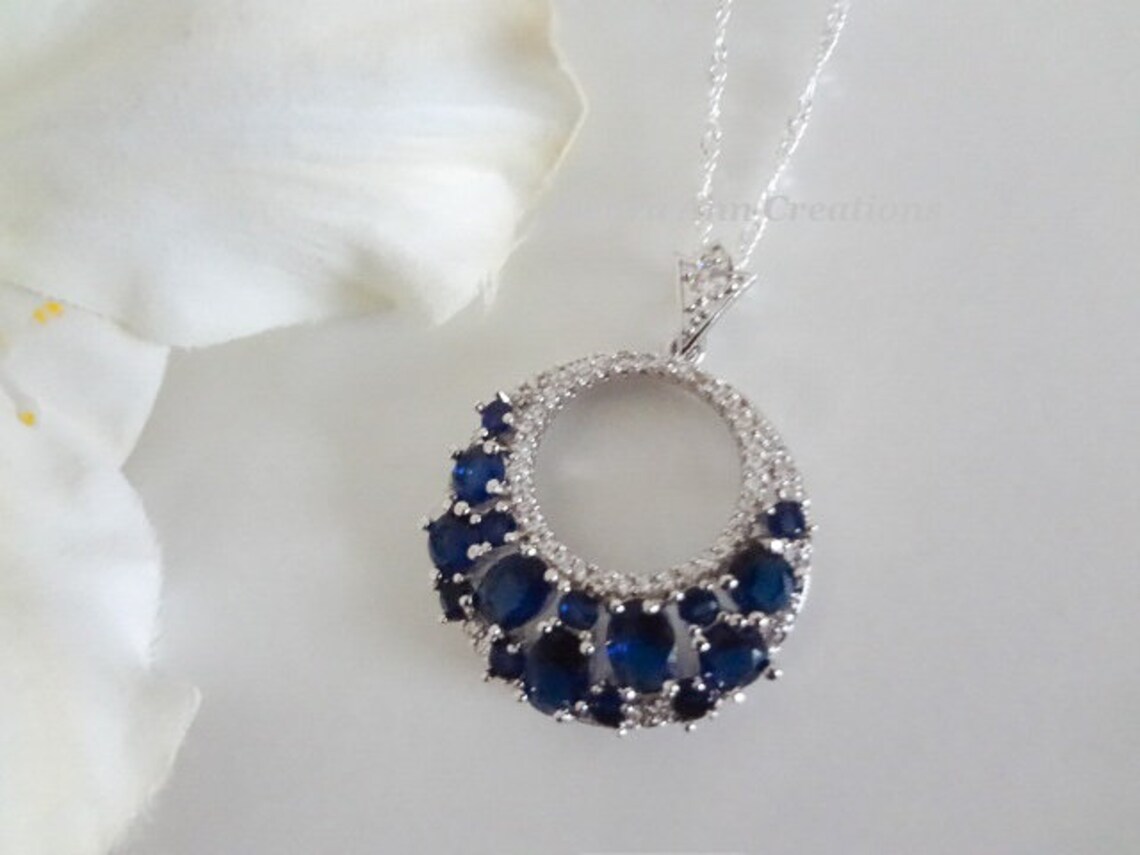 blue sapphire wedding necklace