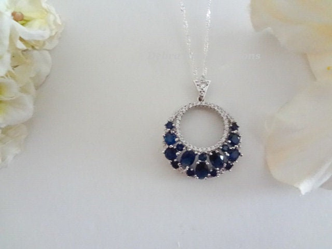 blue sapphire wedding necklace