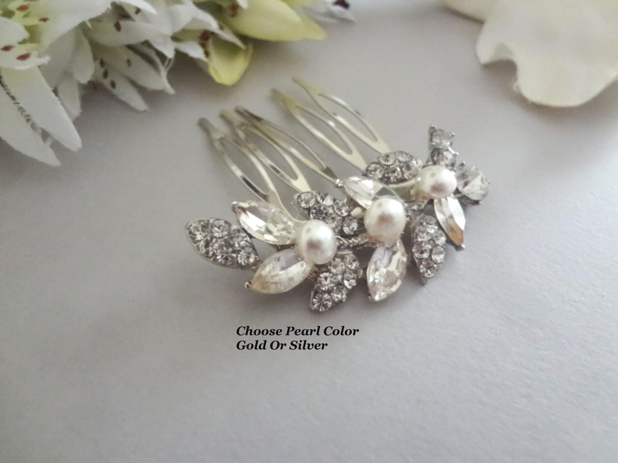 Gray Pearl Hair Comb - Etsy display picture 1