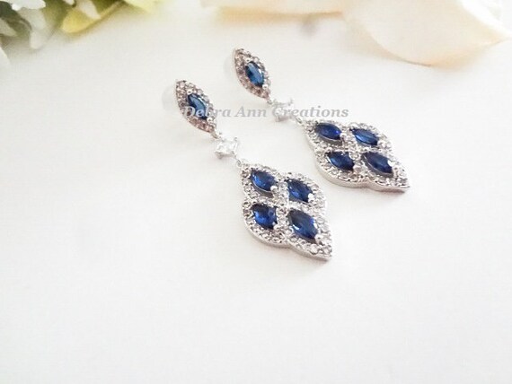 Earring Set Blue Sapphire Jewelry Set 