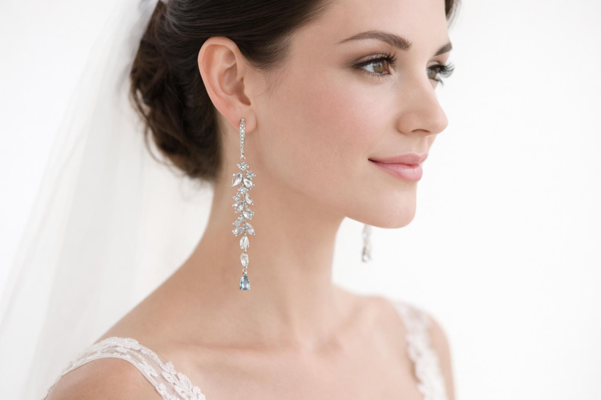 Sapphire Teardrop Bridal Earrings