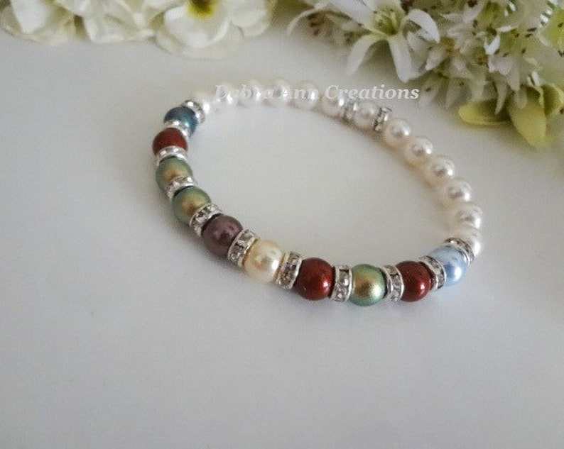 Pearl Mothers Birthstone Bracelet for Mom Jewelry Grandma Birthstone Jewelry for Grandmother Family Bracelet Mothers Day Gift Nana Silver image 3