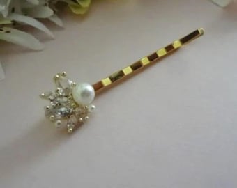 Pearl Crystal Hair Pins: Bridal Wedding Accessories, Bride Hairpiece Cubic Zirconia Clip Hairpins