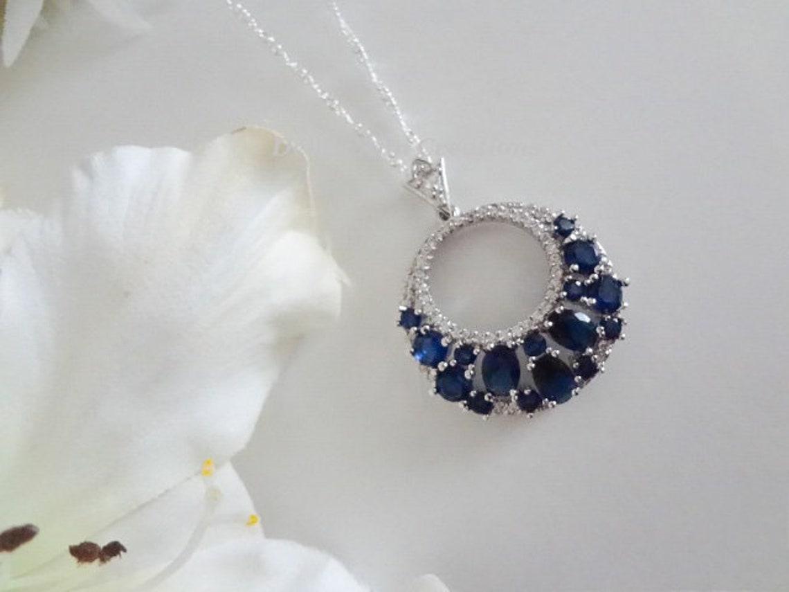 blue sapphire wedding necklace