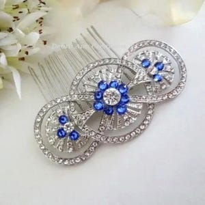 Sapphire Blue Hair Comb Bridal Hair Accessories Bride Hair Comb Bridesmaids Gift for Mother of the Bride Hair Piece Rhinestone Wedding Comb