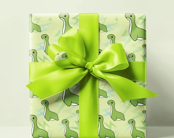 Nessie-cadeaupapier: handgetekende dinosauruscadeauverpakking
