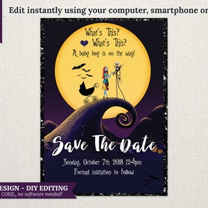 DIGITAL Nightmare Baby Shower Save The Date - DESIGN ONLY - 5x7 - Edit Yourself Using Corjl