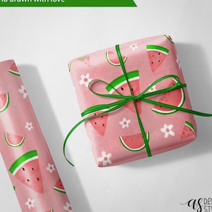 Carta da regalo all'anguria, carta da regalo natalizia, regalo estivo, rotolo di carta regalo