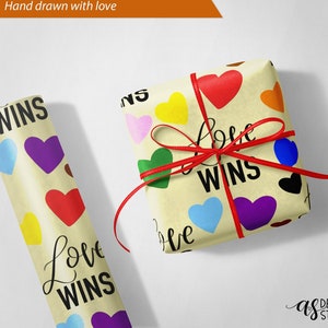 Carta da regalo Love Wins Pride, carta da regalo natalizia, regalo estivo, rotolo di carta regalo