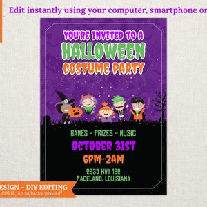 DIGITAL Halloween Costume Party Invitation - DESIGN ONLY - 5x7 - Edit Yourself Using Corjl