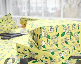 Florale Geschenkpapierrolle, Frühlingsblumenmuster, Feiertagspapierrolle