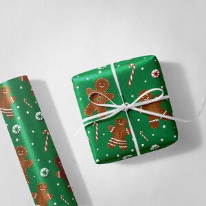 Carta da regalo per pan di zenzero e caramelle, carta da regalo natalizia, rotolo di carta regalo