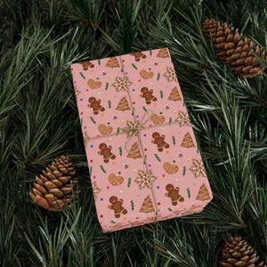 Gingerbread Christmas Wrapping Paper: Glossy Gift Paper Roll