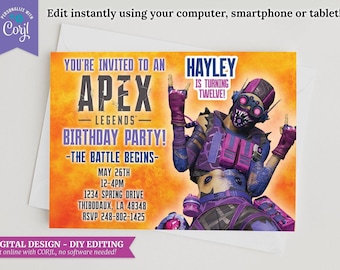 Apex Legends Octane Birthday Invitation - Editable Gaming Invite