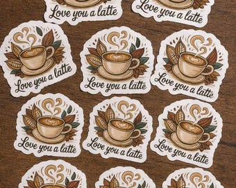 Love You A Latte Sticker | barista sticker, coffee lover decal