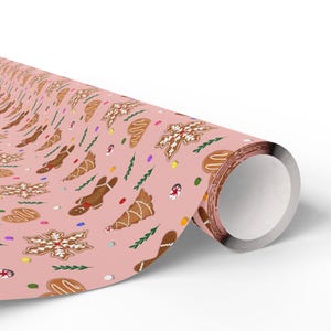Gingerbread Christmas Wrapping Paper: Glossy Gift Paper Roll