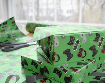 Video Gamer Wrapping Paper: Glossy Christmas Gift Roll